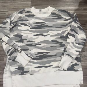 Aerie Camouflage Crewneck Sweater - Gray and White